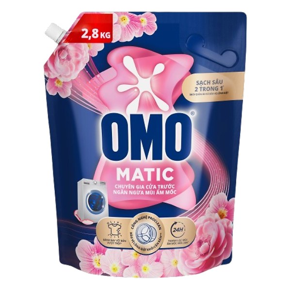 Nước Giặt Omo Matic Cửa Trước Ngăn Ngừa Mùi Ẩm Mốc Túi 2.8Kg