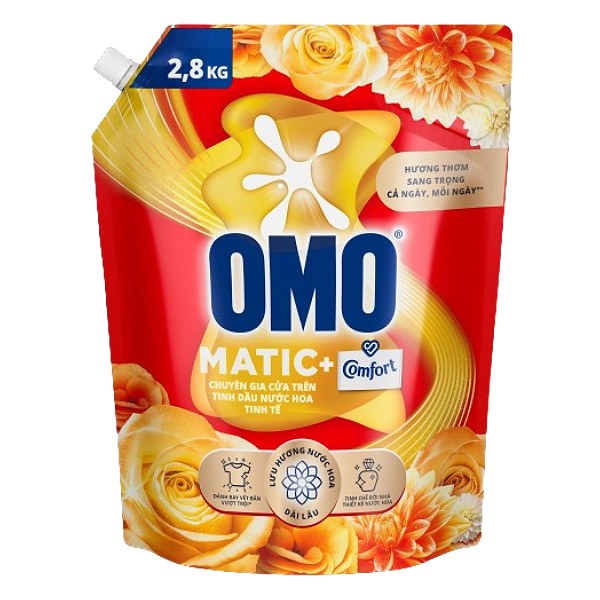 Nước Giặt Omo Matic Cửa Trên Tinh Dầu Nước Hoa Tinh Tế Túi 2.8Kg