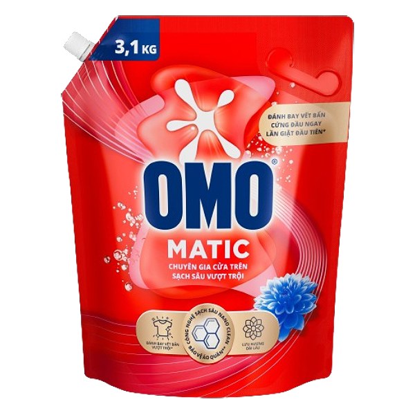 Nước Giặt Omo Matic Cửa Trên Sạch Sâu Vượt Trội Túi 3.1Kg