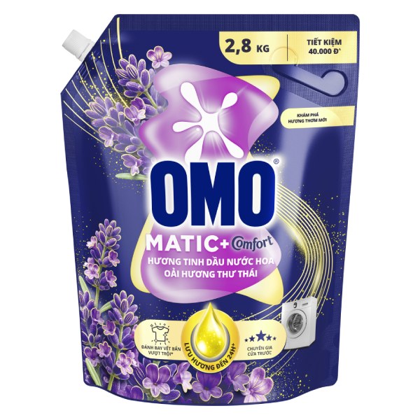 Nước Giặt Omo Matic Cửa Trước Oải Hương Thư Thái Túi 2.8Kg