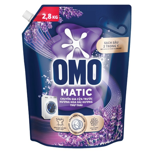 Nước Giặt Omo Matic Cửa Trước Oải Hương Thư Thái Túi 2.8Kg