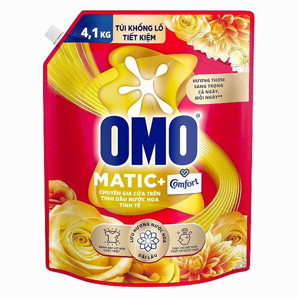 Nước Giặt Omo Matic Cửa Trên Tinh Dầu Nước Hoa Tinh Tế Túi 4.1Kg
