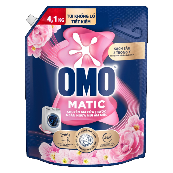 Nước Giặt Omo Matic Comfort Cửa Trước Ngăn Ngừa Mùi Ẩm Mốc Túi 4.1Kg