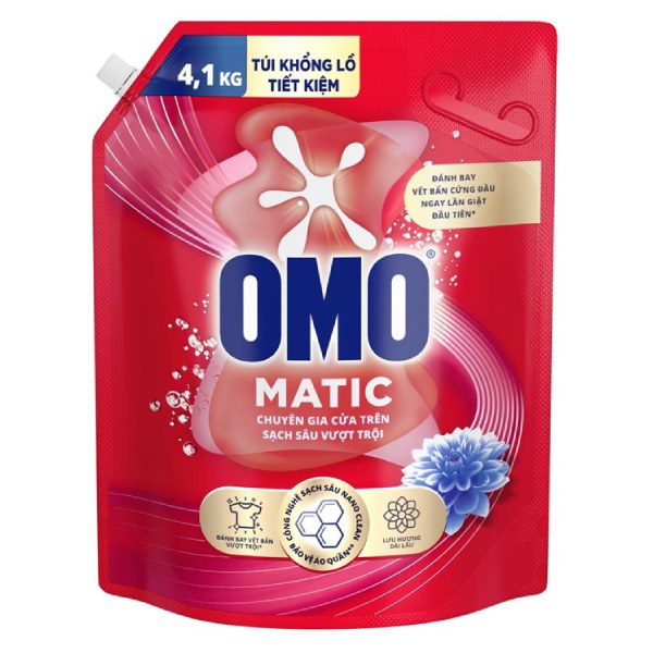 Nước Giặt Omo Matic Cửa Trên Sạch Sâu Vượt Trội Túi 4.1Kg