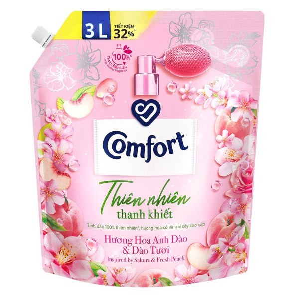 Nước Giặt Comfort Dưỡng Vải Anh Đào & Đào Tươi Túi 3Kg