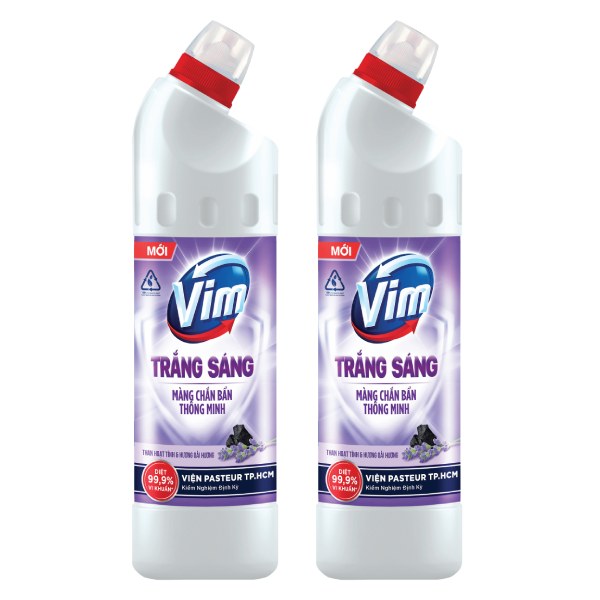 Lô 2 Tẩy Toilet Vim Lavender Than Hoạt Tính 870Ml