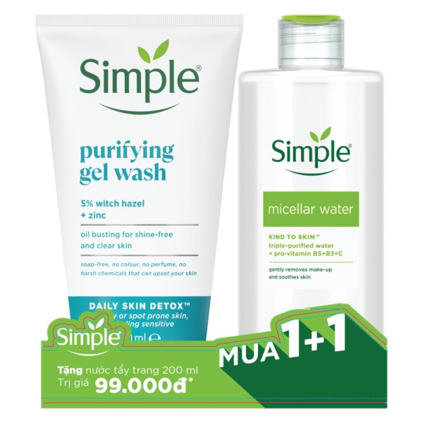 Combo Sữa Rửa Mặt Simple Cho Da Dầu 150Ml Tặng Kèm Nước Tẩy Trang 200Ml