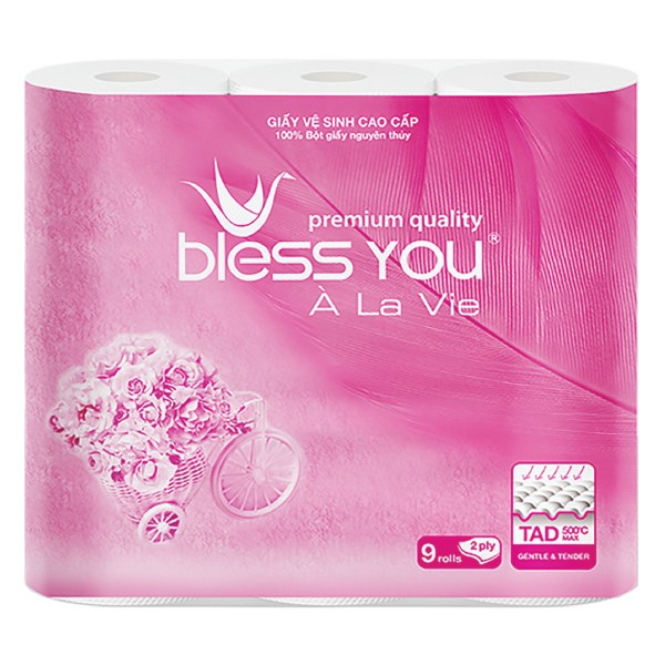 Lốc 9 Cuộn Giấy Vệ Sinh Bless You À La Vie Cao Cấp 2 Lớp