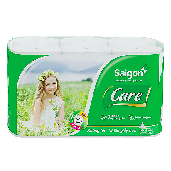 Lốc 12 Cuộn Giấy Vệ Sinh Không Lõi Saigon Care