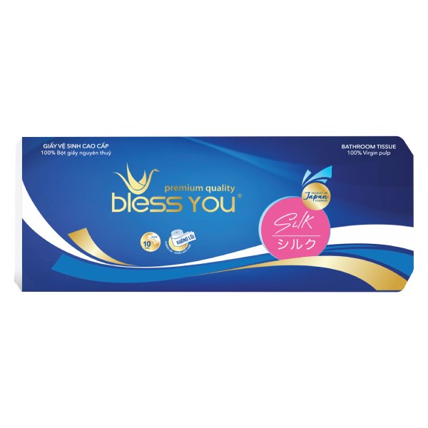 Lốc 10 Cuộn Giấy Vệ Sinh Bless You Silk Không Lõi