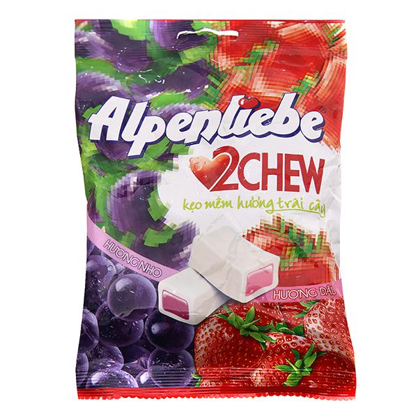 Kẹo Mềm Alpenliebe 2 Chew Nho & Dâu Gói 84G