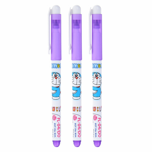 Vỉ 3 Bút Lông Kim Thiên Long Doraemon FL-04/DO Tím