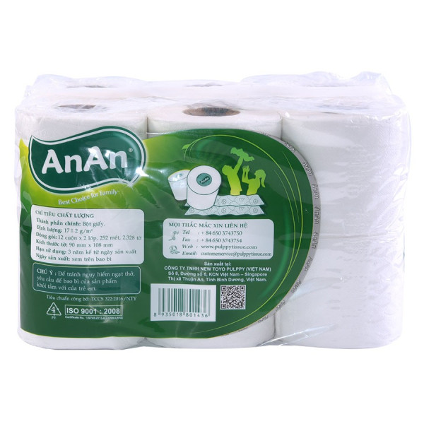 Lốc 12 Cuộn Giấy Vệ Sinh An An