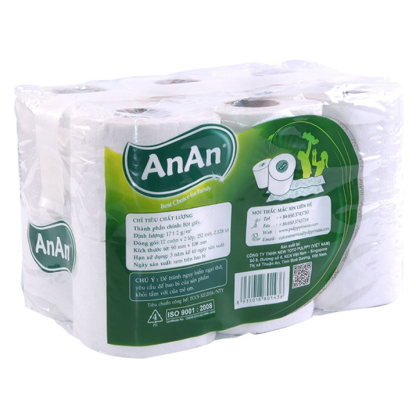 Lốc 12 Cuộn Giấy Vệ Sinh An An