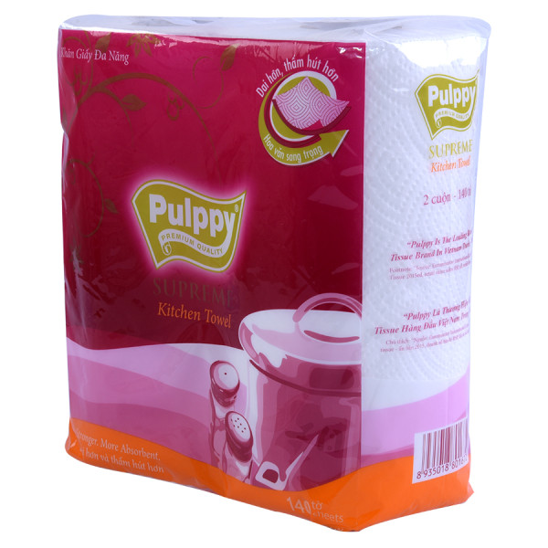 Lốc 2 Cuộn Khăn Giấy Đa Năng Pulppy Supreme