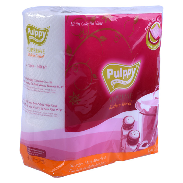 Lốc 2 Cuộn Khăn Giấy Đa Năng Pulppy Supreme
