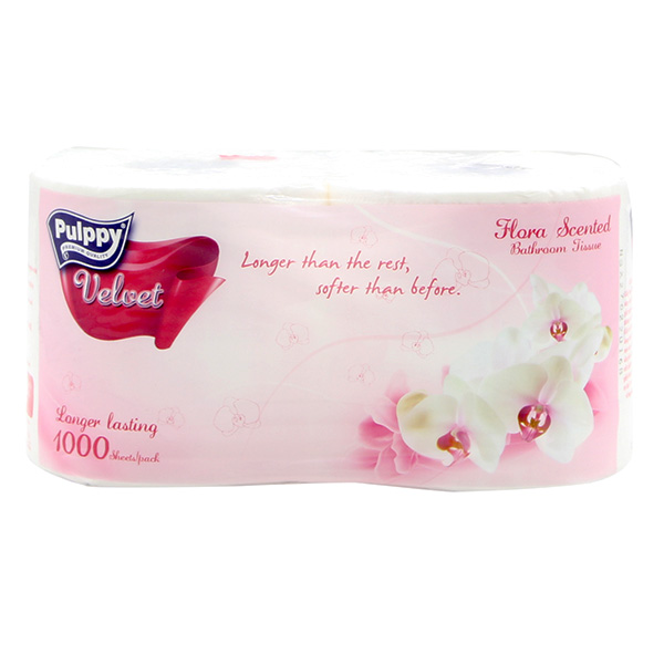 Lốc 2 Cuộn Giấy Lụa Cuộn Pulppy Velvet Hương Hoa
