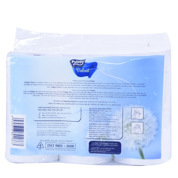 Lốc 6 Cuộn Giấy Lụa Cuộn Pulppy Velvet 