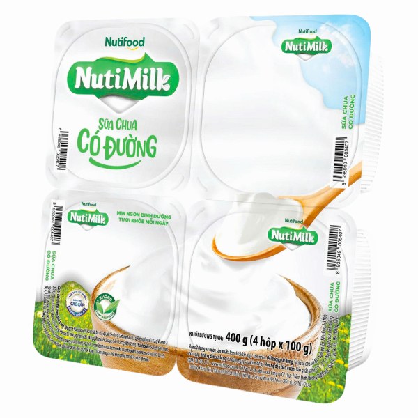 Lốc 4 Sữa Chua Ăn Nutimilk Có Đường 100G 
