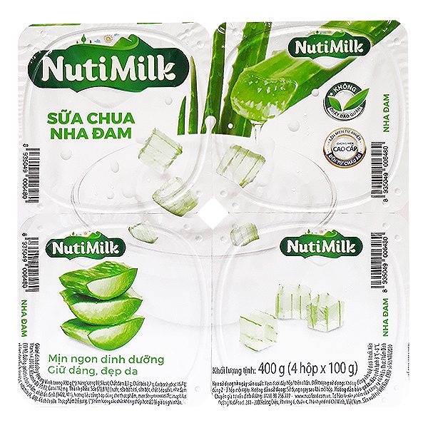 Lốc 4 Sữa Chua Ăn Nutimilk Nha Đam 100G
