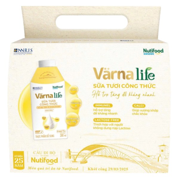 Lốc 6 Sữa Tươi Công Thức Varna Life Vàng 200Ml