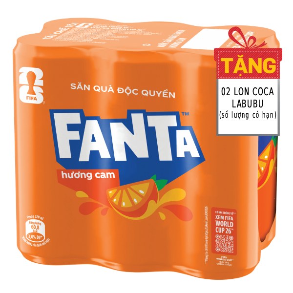 Nước Ngọt Fanta Cam Sleek Lốc 6 Lon 320Ml