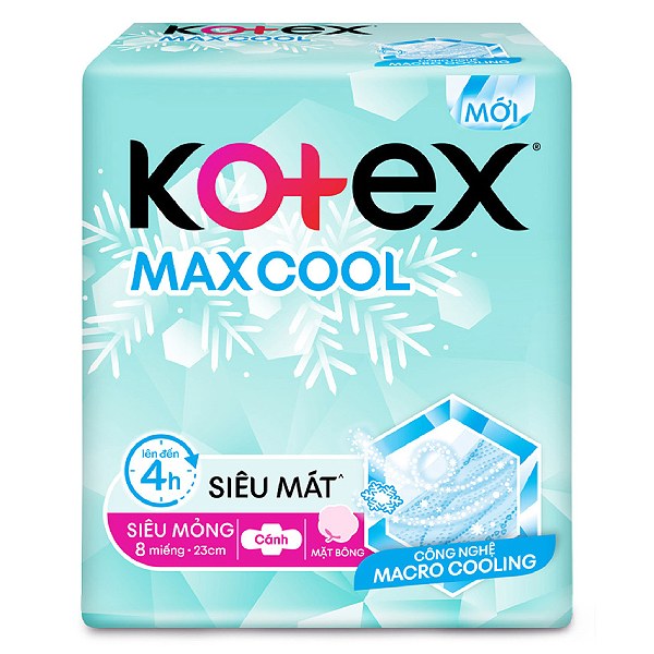 Băng Vệ Sinh Kotex Max Cool Siêu Mỏng Cánh 8 Miếng*23Cm