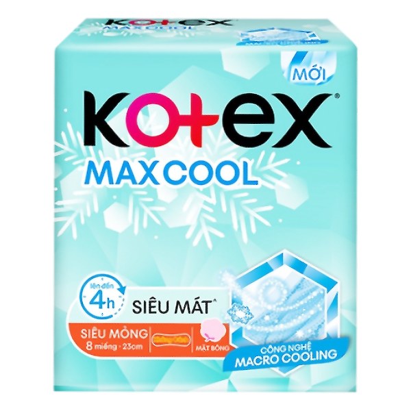 Băng Vệ Sinh Kotex Max Cool Siêu Mỏng Không Cánh 8 Miếng*23Cm