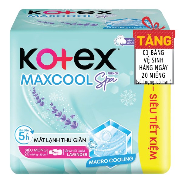 Băng Vệ Sinh Kotex Max Cool Siêu Mỏng Cánh Gói 20 Miếng 23Cm