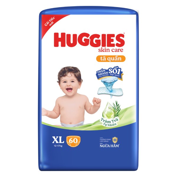 Tã Quần Huggies Dry Tràm Trà Tự Nhiên XL60