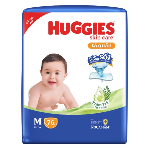 Tã Quần Huggies Dry Tràm Trà Tự Nhiên M76
