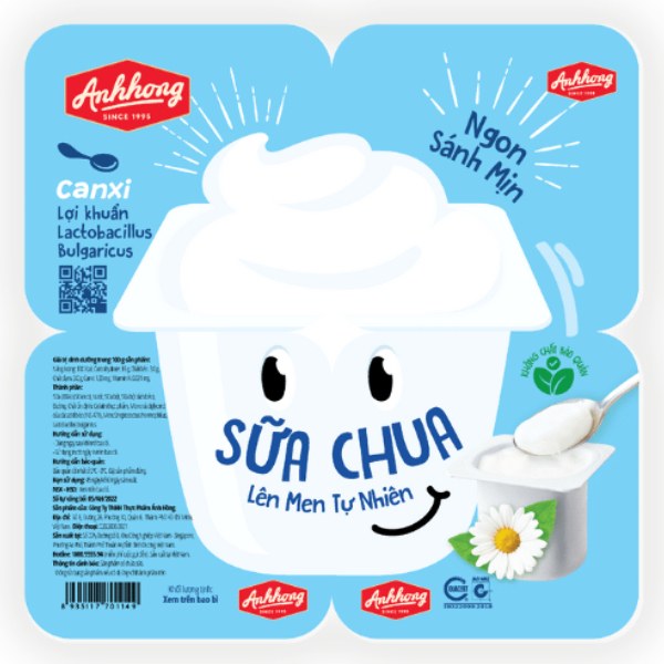 Lốc 4 Sữa Chua Ăn Ánh Hồng Có Đường 90G