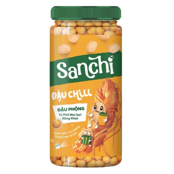 Đậu Phộng Sanchi Phô Mai Sợi Xông Khói Hũ 210G