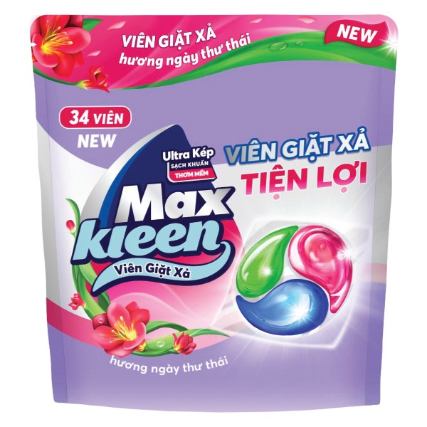 Viên Giặt Xả Max Kleen Thư Thái Túi 34 Viên
