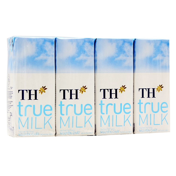 Lốc 4 Sữa Tươi Tiệt Trùng TH True Milk Nguyên Chất Hộp Giấy 180Ml