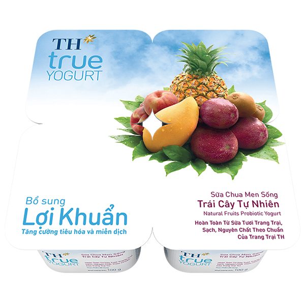 Lốc 4 Sữa Chua Ăn TH True Yogurt Men Sống Trái Cây 100G