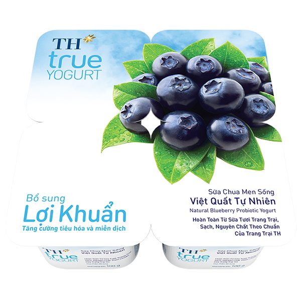 Lốc 4 Sữa Chua Ăn TH True Yogurt Men Sống Việt Quất 100G