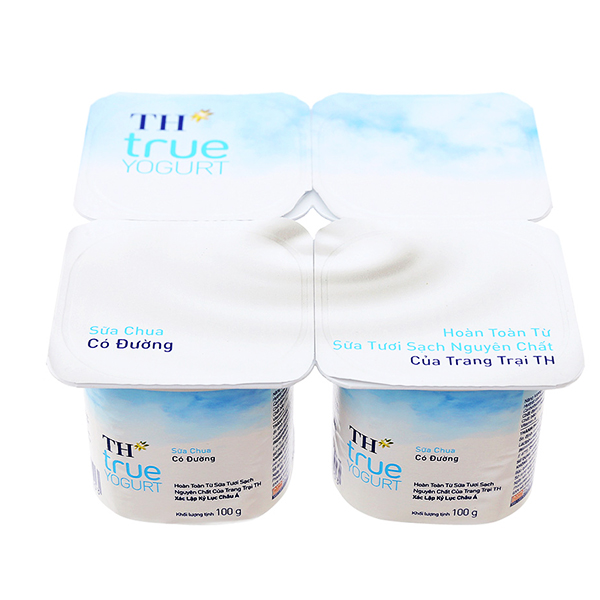 Lốc 4 Sữa Chua Ăn TH True Yogurt Có Đường 100G