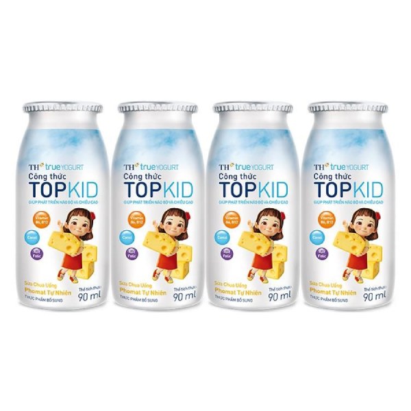 Lốc 4 Sữa Chua Uống TH True Yogurt Topkid Phomat Tự Nhiên 90Ml