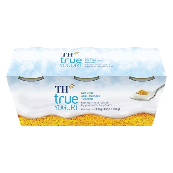 Lốc 3 Sữa Chua Ăn TH True Yogurt Xoài Hạt Chia 110G