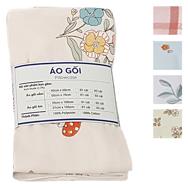 Combo 2 Áo Gối 40*60Cm Và 1 Áo Gối 35*100Cm