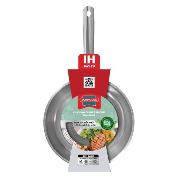 Chảo Inox Đa Lớp Đáy Từ Sunhouse 24Cm