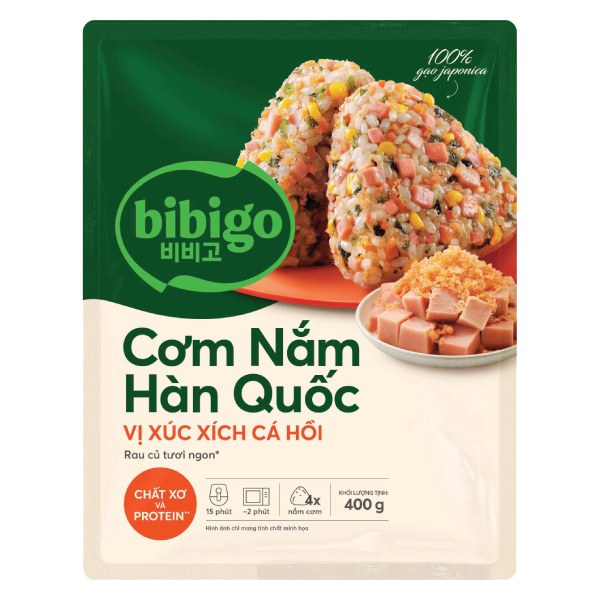 Cơm Nắm Hàn Quốc Bibigo Vị Xúc Xích Cá Hồi Gói 400G