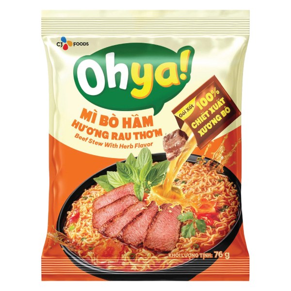 Mì Ohya Bò Hầm Hương Rau Thơm Gói 76G