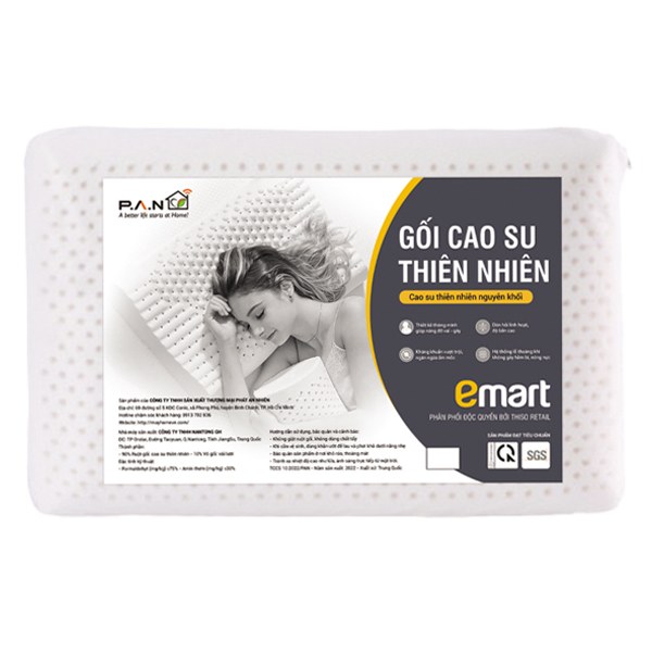 Gối Cao Su Tự Nhiên Emart 40*60*12Cm