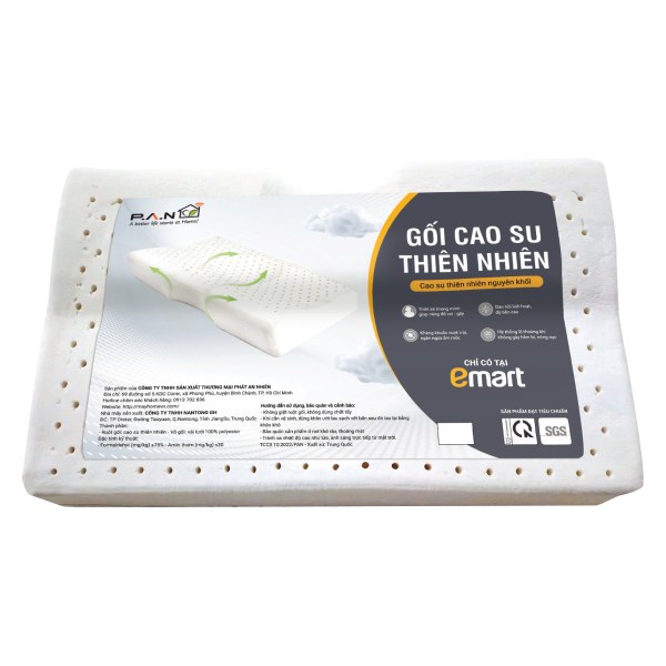 Gối Cao Su Thiên Nhiên Lượn Sóng Emart 30*50Cm