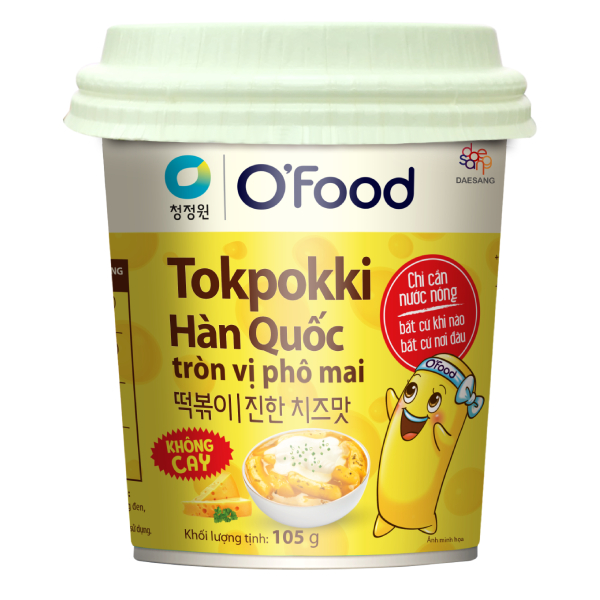 Bánh Gạo Tokpokki O'Food Tròn Vị Phô Mai Không Cay Ly 105G