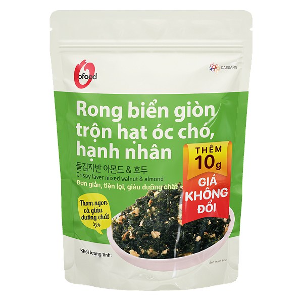 Rong Biển Giòn O'food Trộn Óc Chó, Hạnh Nhân Gói 40G