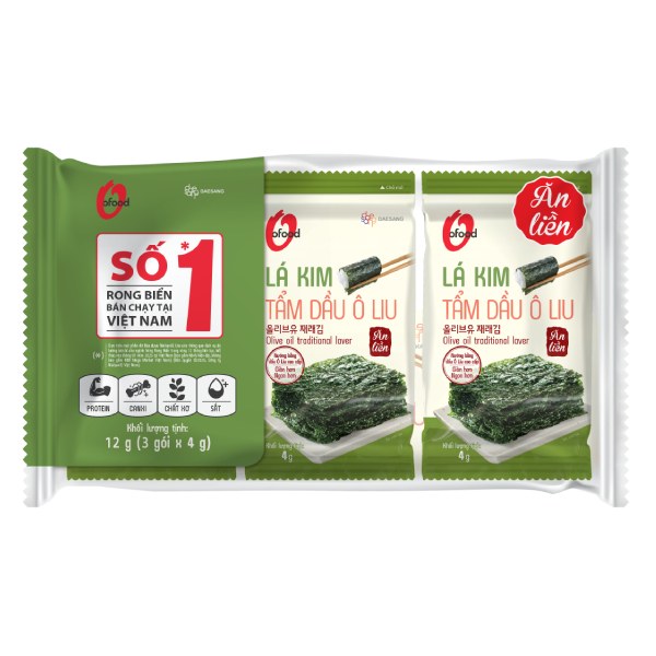 Lô 3 Rong Biển Lá Kim O'Food Tẩm Dầu Oliu 4G