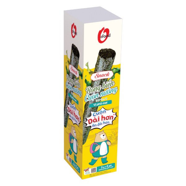 Snack Rong Biển O'Food Cuộn Nướng Vị Phô Mai Hộp 12G